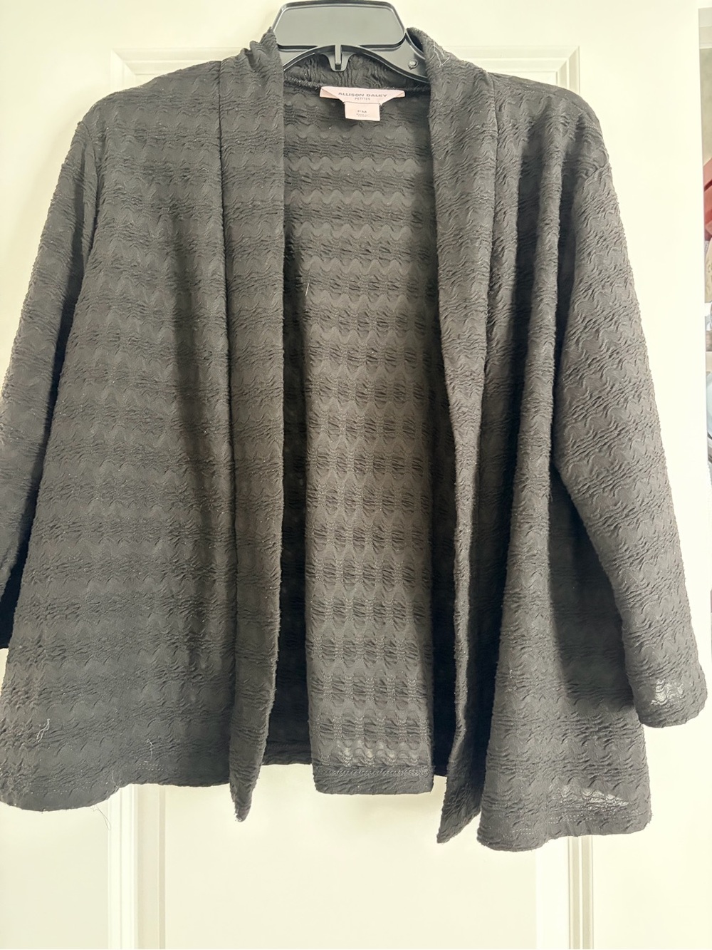 Allison Daley Black Open-Front Textured Cardigan